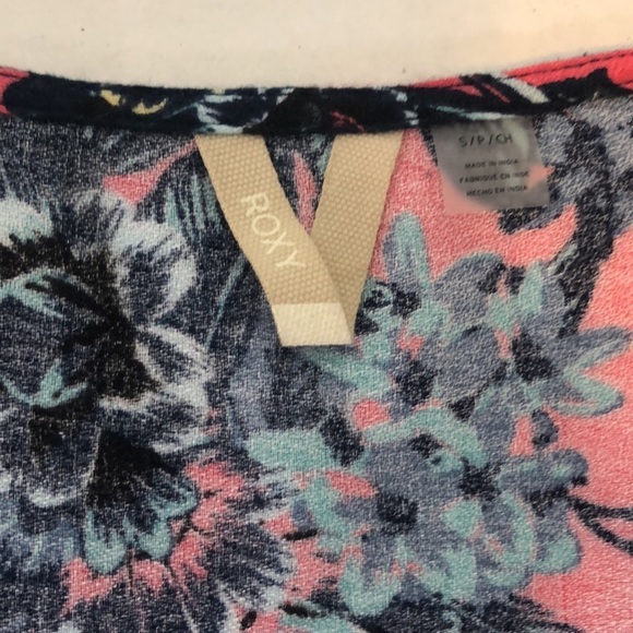 ROXY WOMENS FLORAL PRINT PINK/BLUE LONG SLEEVE WRAP DRESS SIZE S - Picture 12 of 15